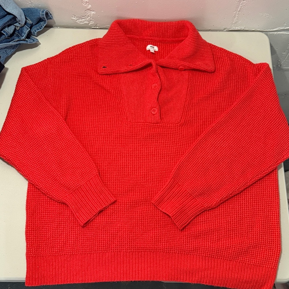 Aerie Vibrant Red Cowl Neck Sweater